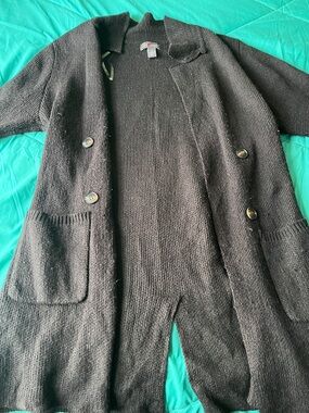 Classic Black Long Knit Cardigan Sweater